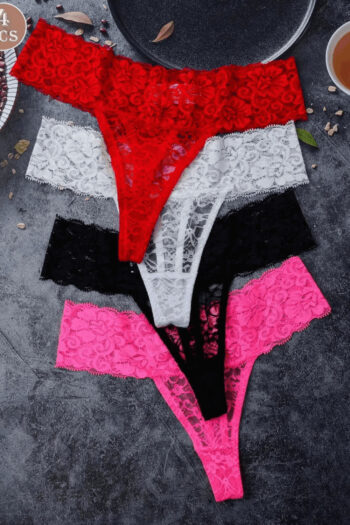 Qadın G-String Alt paltarları krujeva qısa Alt paltarları T-Arxa Briefs İncə 4 parça
