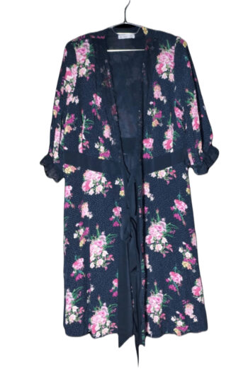Çiçək Naxışlı Uzun Kimono xalat Gecə köynəyi Qısaqol / Bədən ölçüsü 44